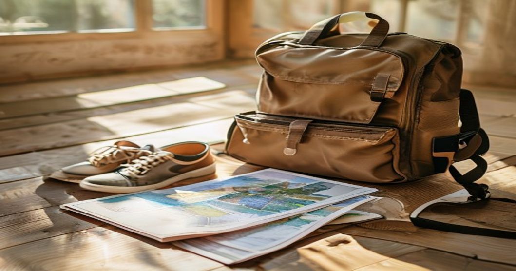 Best travel sneakers displayed next to travel gear and backpack for adventure trips