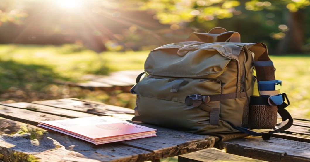 Travel backpack with removable daypack packed for multi-week trip under 60 liters