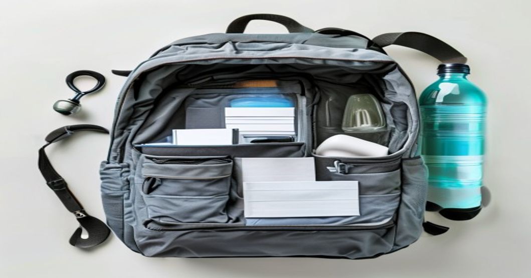 Organized compact backpack layout showing quick-access front pockets and compartment efficiency