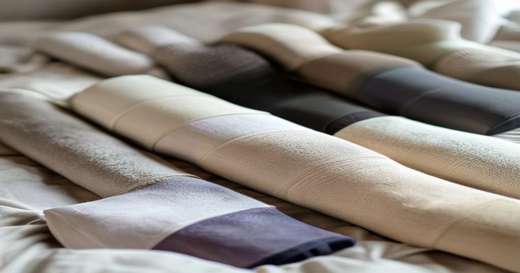 Various types of travel socks displayed for comparison