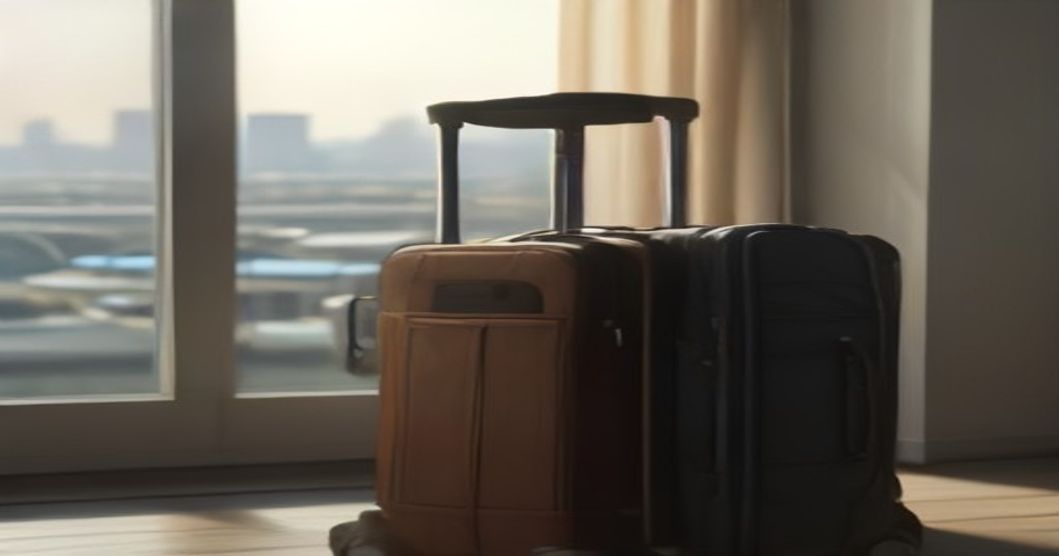 Best carry-on luggage in bright airport light with travel accessories